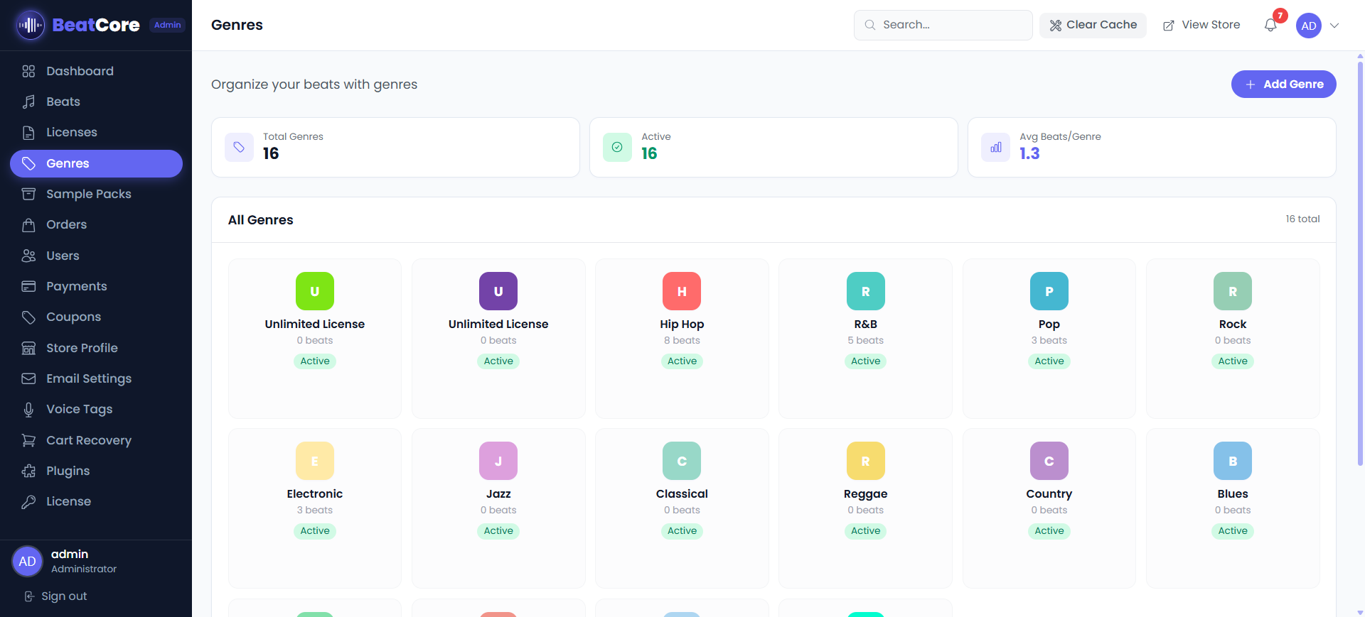 BeatCore Genre Management