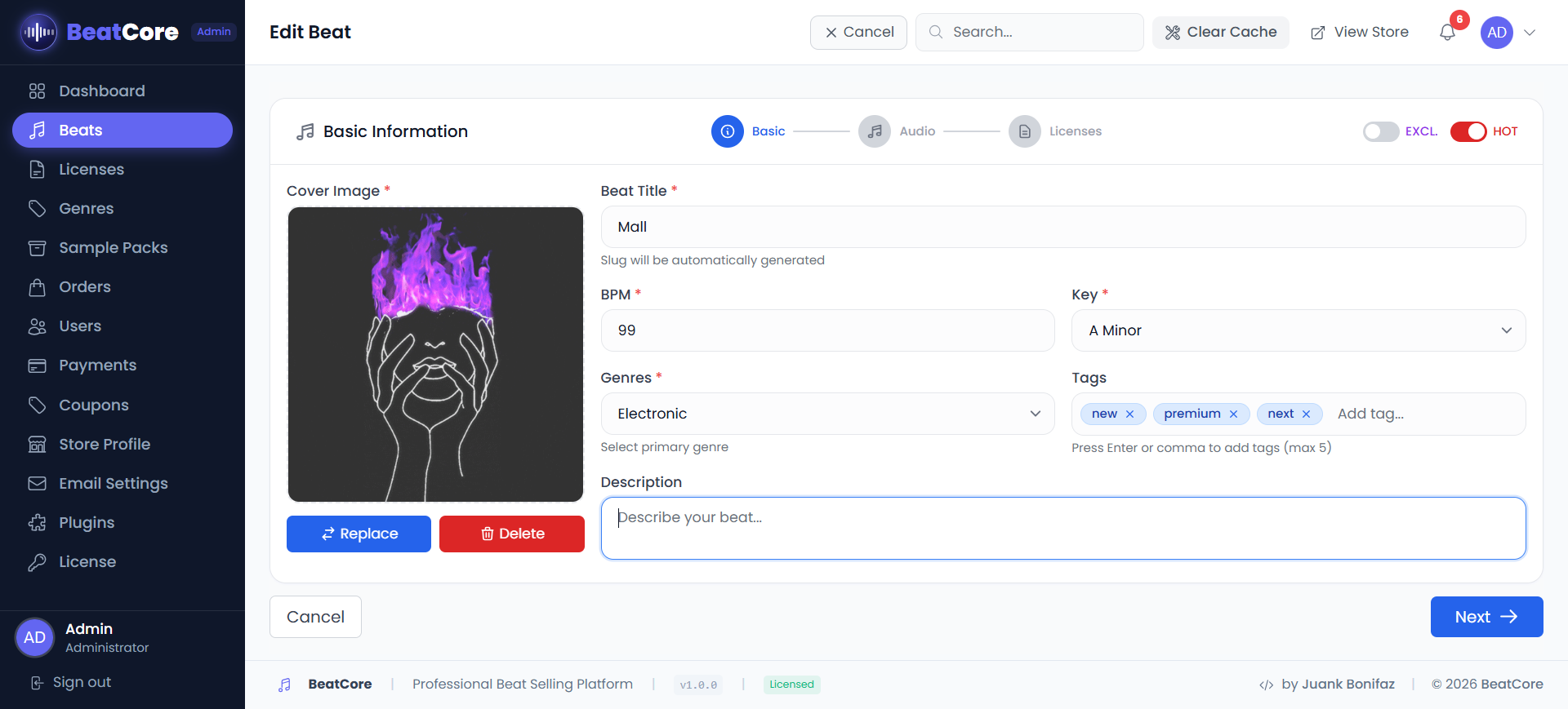 Beat Upload — Step 1: Basic Info